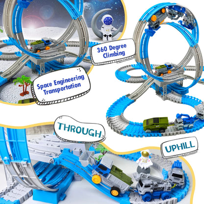Magic Climbing Race Car Toy with Flexible Space Track – Engineering Train Track Toy - Kidz Garage