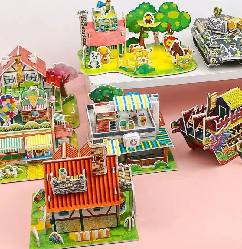 3D DIY Puzzle House STEM Craft Kit – Educational Paper Building Toy for Kids & Families - Kidz Garage