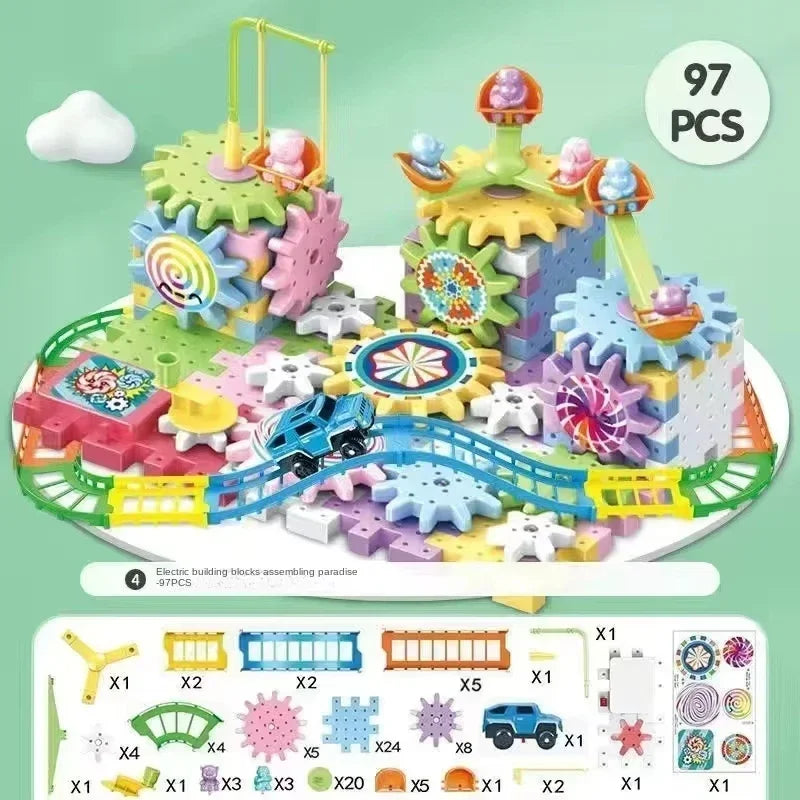 263-Piece 3D Puzzle Electric Gear Building Blocks Kit – STEM Construction Toy for Kids - Kidz Garage