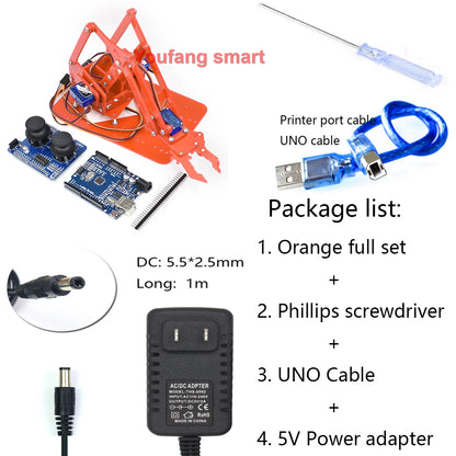 DIY 4-DOF Robotic Arm Kit – Programmable Acrylic Manipulator for Arduino Projects - Kidz Garage