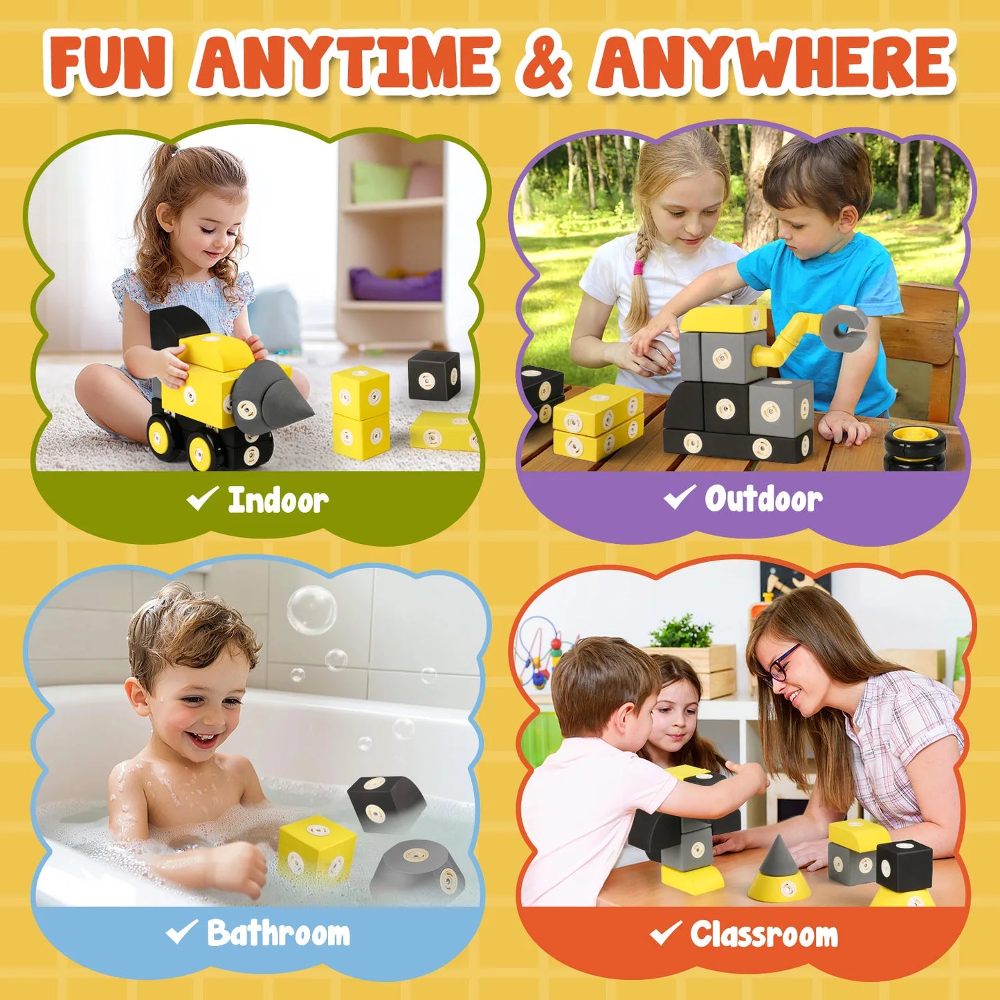 30-Piece Magnetic Foam Building Blocks – STEM Robot Toys - Kidz Garage
