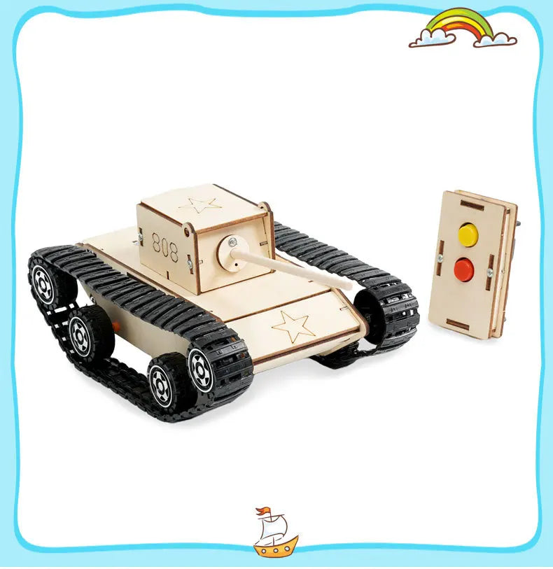 DIY Remote Control Wooden Tank STEM Kit – Educational Engineering Puzzle Toy for Kids - Kidz Garage