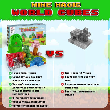Magnetic Mine World Cube Building Blocks Set – Sensory Construction Toy - Kidz Garage