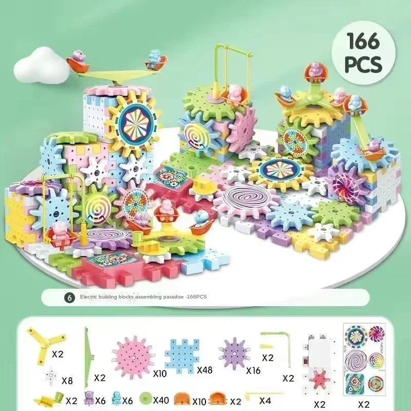 263-Piece 3D Puzzle Electric Gear Building Blocks Kit – STEM Construction Toy for Kids - Kidz Garage