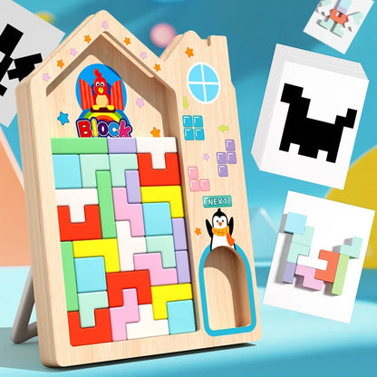 Montessori 3D Wooden Puzzle Blocks – Early Childhood Brain Teaser for Kids - Kidz Garage