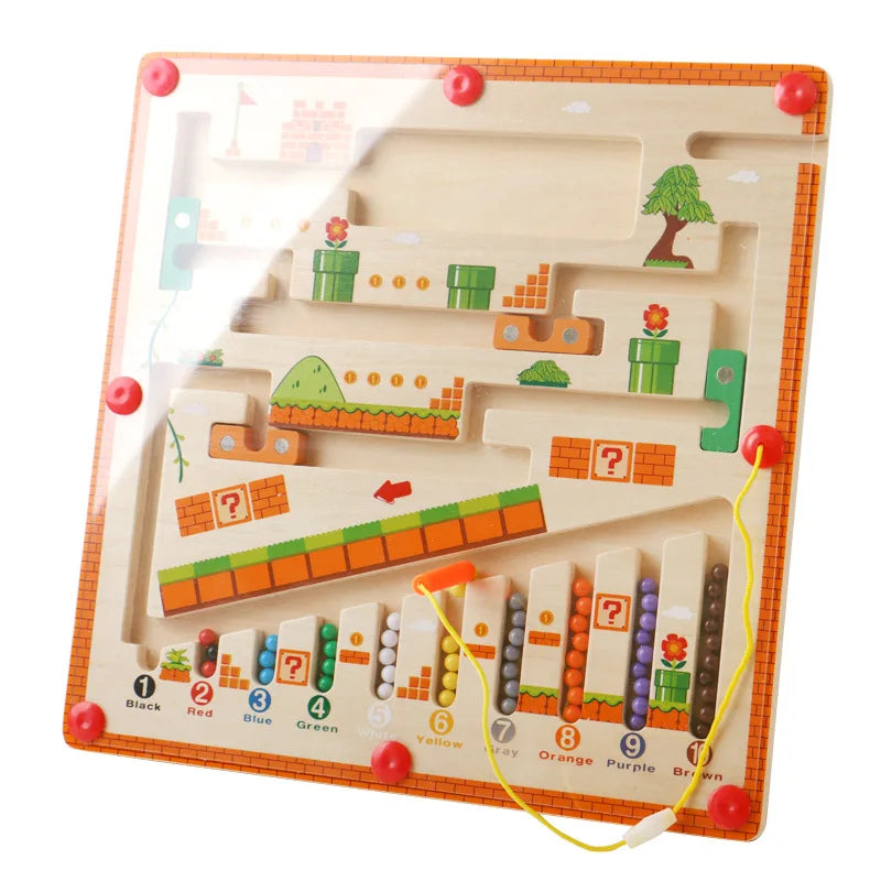 Montessori Magnetic Color & Number Maze – Educational Wooden Puzzle Toy for Kids - Kidz Garage