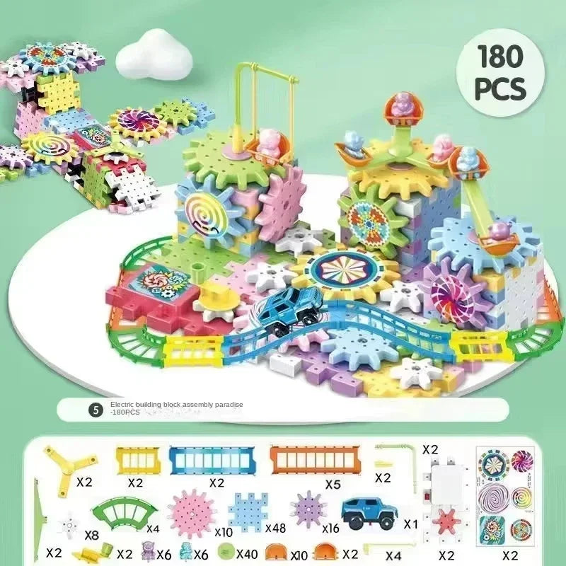 Electric Gears 3D Puzzle Building Kit – Interactive Gear Blocks Educational Toy for Kids - Kidz Garage